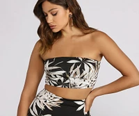 Tropical Palm Leaf Tube Top