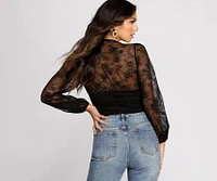 Time And Lace Deep V Crop Top