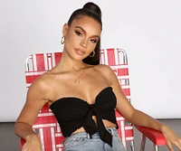 Smocked Tie Front Tube Top