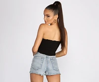 Smocked Tie Front Tube Top