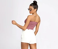 Smocked Tie Front Tube Top