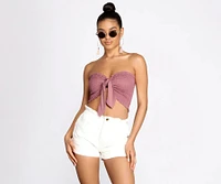Smocked Tie Front Tube Top