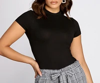 Mock Neck Cap Sleeve Bodysuit