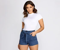 Mock Neck Cap Sleeve Bodysuit