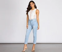 Floral Applique Mesh Bodysuit