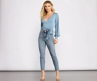 Slinky Knit Wrap Front Top