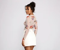 Charming Floral Sheer Mesh Crop Top