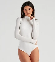 Basic Long Sleeve Crepe Turtleneck Bodysuit