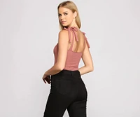 Ribbed Tie Strap Bodysuit