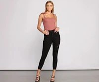 Ribbed Tie Strap Bodysuit