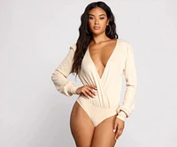 Sultry Deep V Neck Ribbed Bodysuit