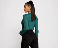 Sultry Deep V Neck Ribbed Bodysuit