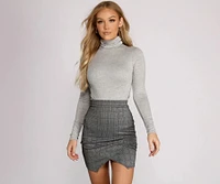 Basic Long Sleeve Crepe Turtleneck Bodysuit
