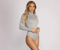 Basic Long Sleeve Crepe Turtleneck Bodysuit