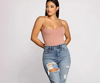 Keeping Knit Basic Asymmetrical Strap Bodysuit