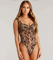 Floral Stunner Flocked Bustier Bodysuit