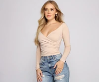 Keeping Knit Basic Surplice Wrap Top