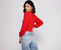Slinky Knit Wrap Front Top