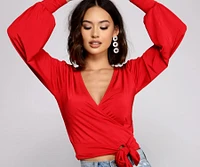 Slinky Knit Wrap Front Top