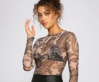 Pretty Paisley Mesh Crop Top
