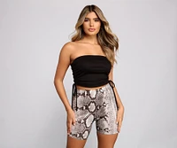 Ribbed Knit Ruched Tube Top