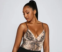 Sultry And Sassy Snake Print Bodysuit