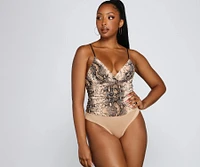 Sultry And Sassy Snake Print Bodysuit