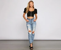 Hooked On Glamour Ponte Knit Corset Top