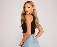 Luxe Vibes Rhinestone Lace-Up Top