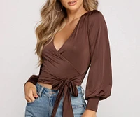 Slinky Knit Wrap Front Top