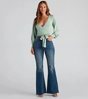 Slinky Knit Wrap Front Top