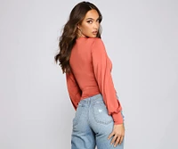 Slinky Knit Wrap Front Top