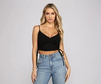 So Chic Lace-Up Ribbed Crop Top