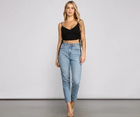 So Chic Lace-Up Ribbed Crop Top