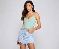 So Chic Lace-Up Ribbed Crop Top