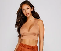 Trendy Basic Tie-Back Crop Top