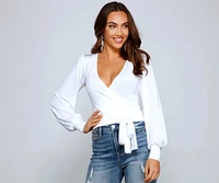 Slinky Knit Wrap Front Top