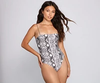 Casually Fierce Snake Print Bodysuit