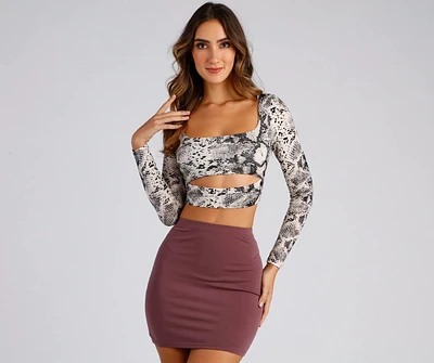 Sassy Statement Snake Print Crop Top