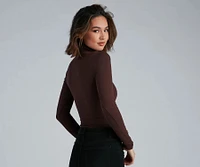 Basic Long Sleeve Crepe Turtleneck Bodysuit