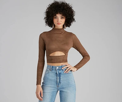 Stylish Folk Faux Suede Cutout Top