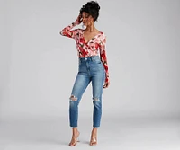 Must Be Love Mesh Floral Bodysuit