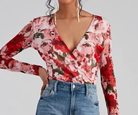 Must Be Love Mesh Floral Bodysuit