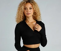 Preppy Vibe Collared Crop Top