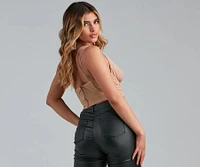On Point Mesh Ponte Bustier Top