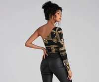 Latest Obsession Tie Waist Printed Top