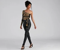 Latest Obsession Tie Waist Printed Top