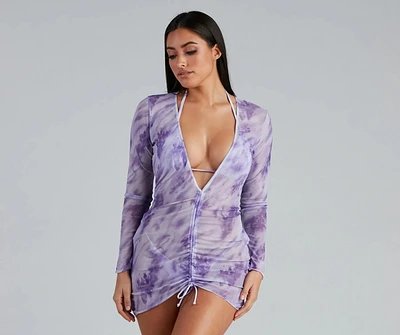 On Cloud Nine Mesh Ruched Cover-Up