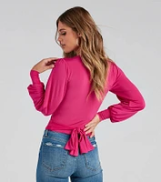 Slinky Knit Wrap Front Top