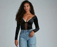Holiday Shine Velvet Rhinestone Trim Bodysuit